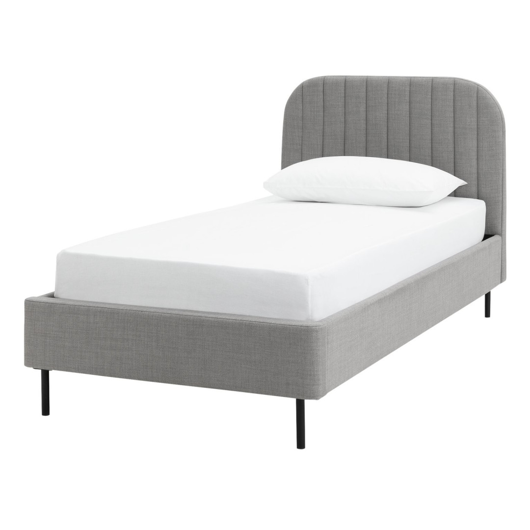 Home Fulford Single Fabric Bed Frame - Grey | Fabric upholstered bed Home Fulford Single Fabric Bed Frame - Grey | Fabric upholstered bed