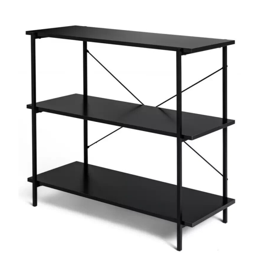  Huckley 3 Tier Steel Shelving Unit- Black