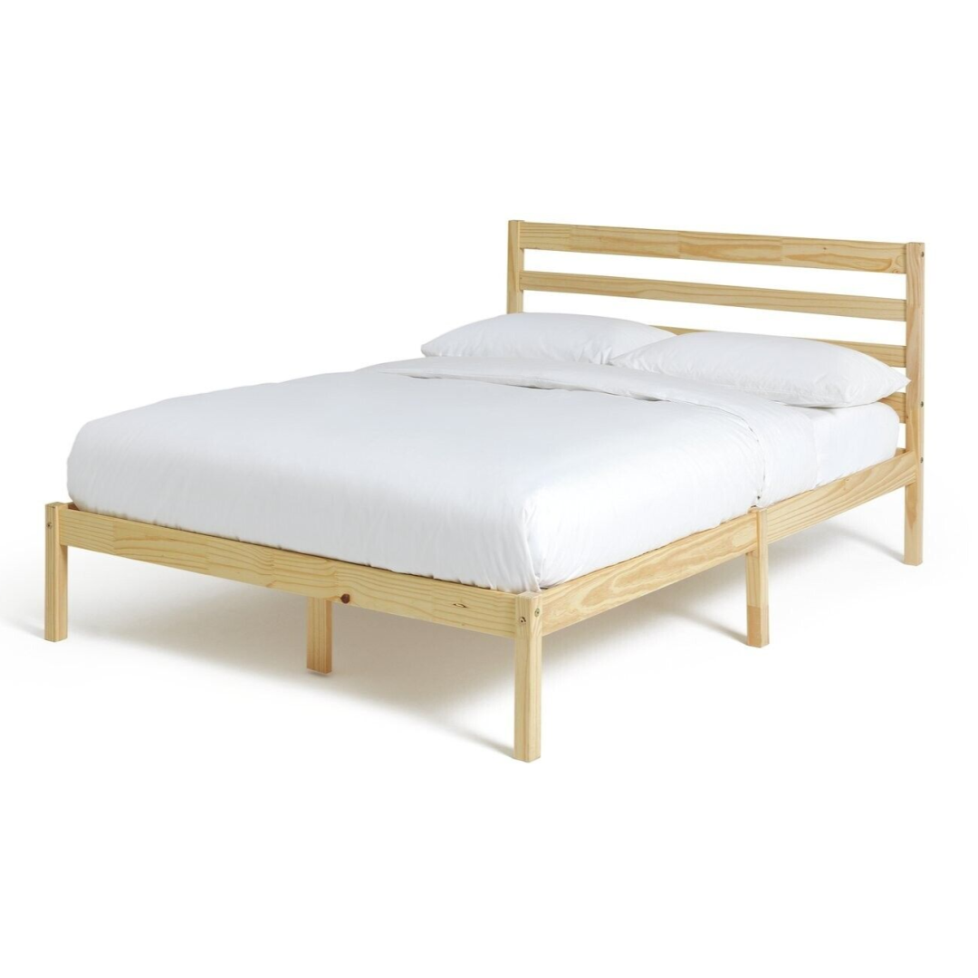 Kaycie Double Bed Frame 4FT6 Wooden - Pine With Pocket Sprung Double Mattress Kaycie Double Bed Frame 4FT6 Wooden - Pine With Pocket Sprung Double Mattress