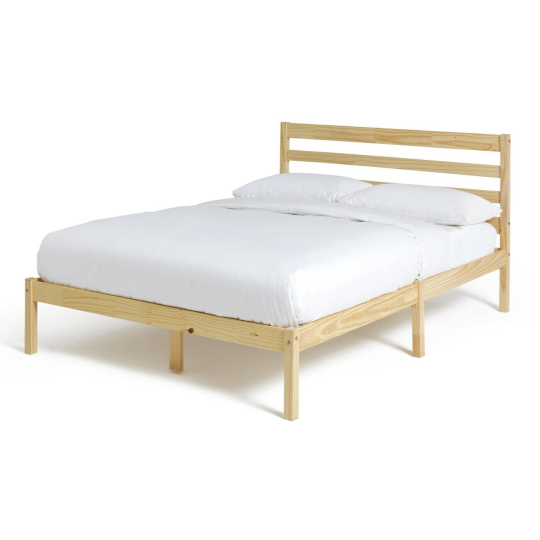 Kaycie Double Bed Frame 4FT6 Wooden - Pine With Pocket Sprung Double Mattress