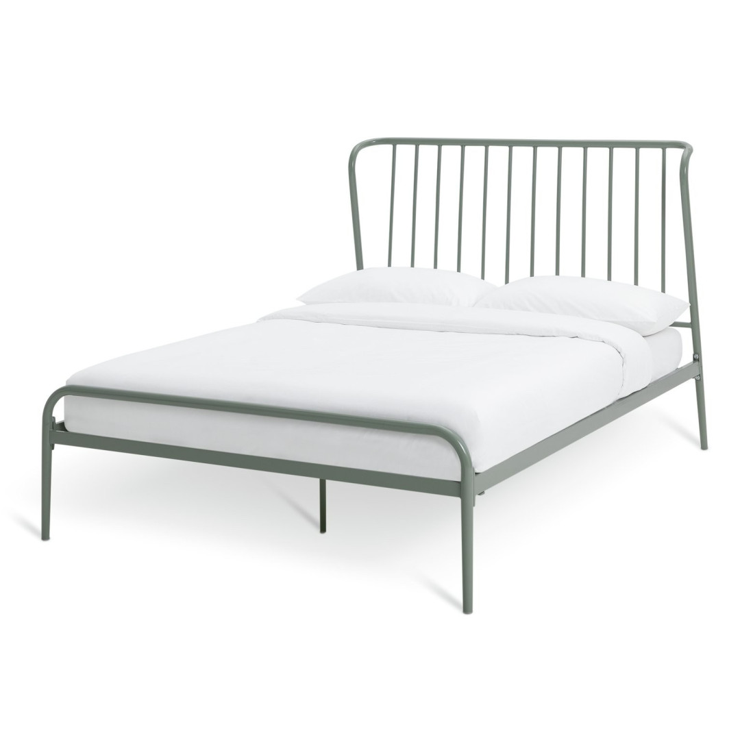 Kanso Double Metal Bed Frame - Sage Green | Sturdy Steel Frame with Slatted Base Kanso Double Metal Bed Frame - Sage Green | Sturdy Steel Frame with Slatted Base