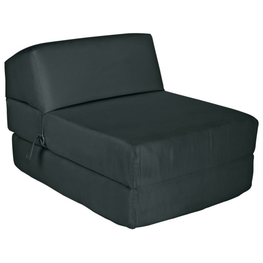 Kaikoo Single Fabric Chairbed - Jet Black | Compact Folding Guest Sofa Bed Seat