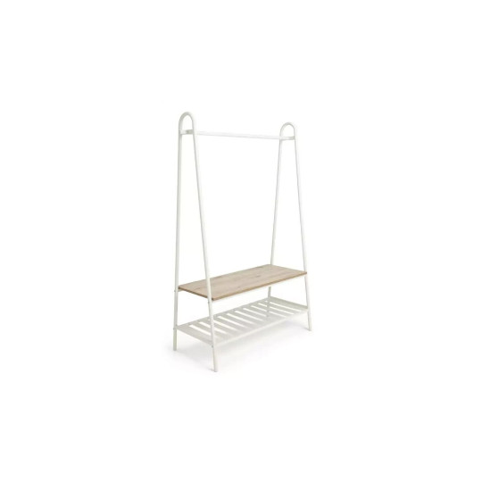 Turner Double Clothes Rail - White | Metal Garment Hanging Storage Stand
