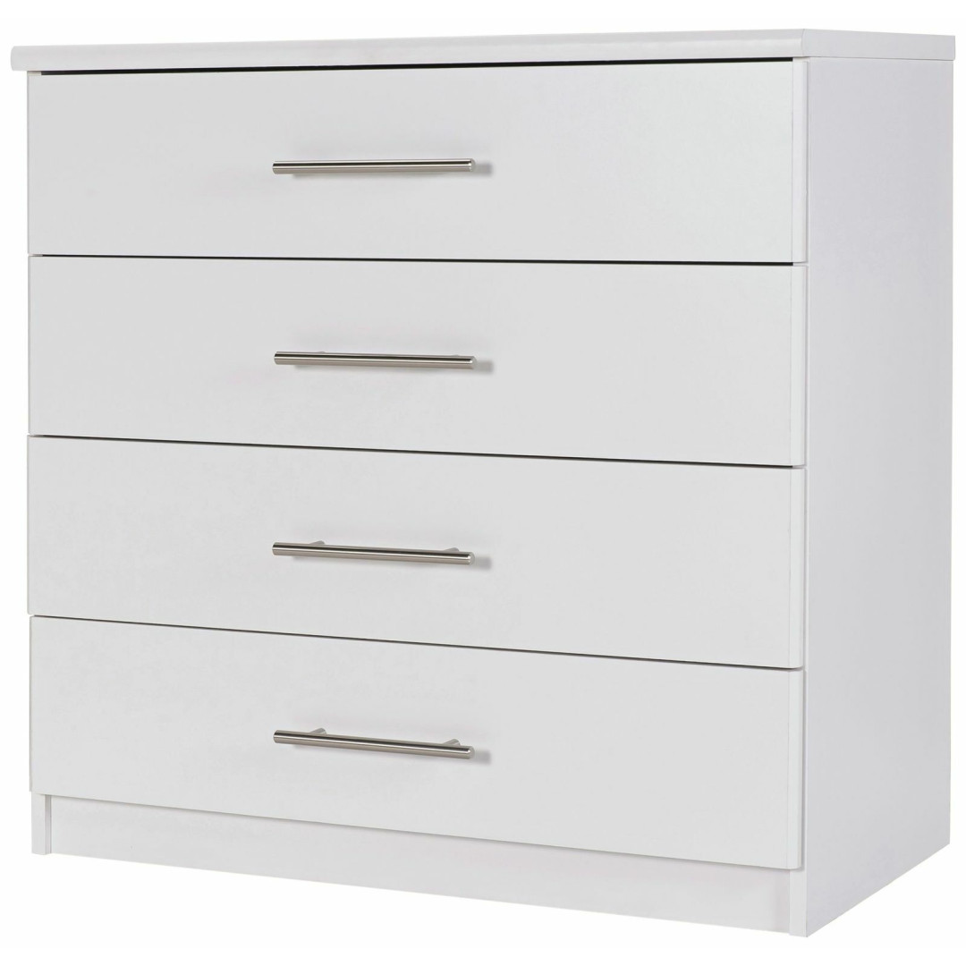 Home Normandy 4 Drawer Chest of Drawers White | Bedroom Storage Furniture Modern Home Normandy 4 Drawer Chest of Drawers White | Bedroom Storage Furniture Modern
