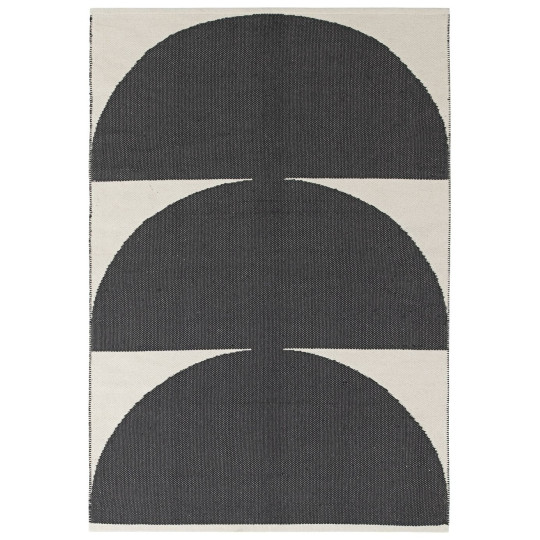 Half Moon Black & White Cotton Flatweave Rug