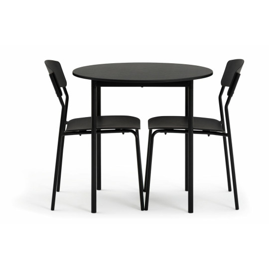 Home Stella Black Dining Table & 2 Black Chairs | Modern Kitchen Dining Room Set