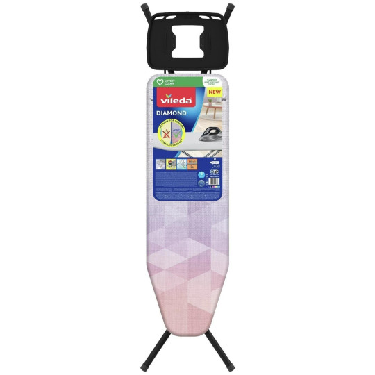 Vileda 120x38cm Diamond Ironing Board | Adjustable Foldable Laundry Iron Stand