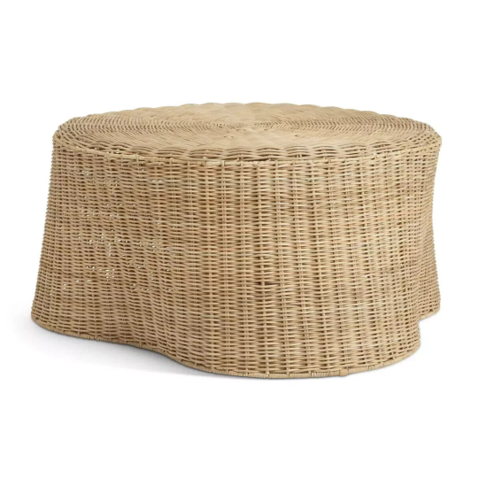 60 Kaya Coffee Table - Natural | Rattan Round Table, Boho Living Room