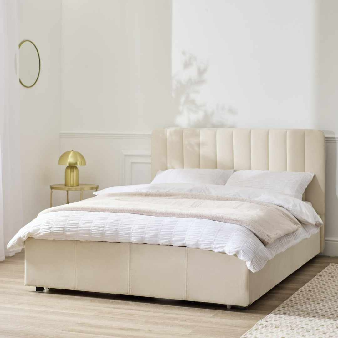 Home Pandora Double Drawer Storage Bed Frame - Cream | Stylish Bedroom Refresh Home Pandora Double Drawer Storage Bed Frame - Cream | Stylish Bedroom Refresh