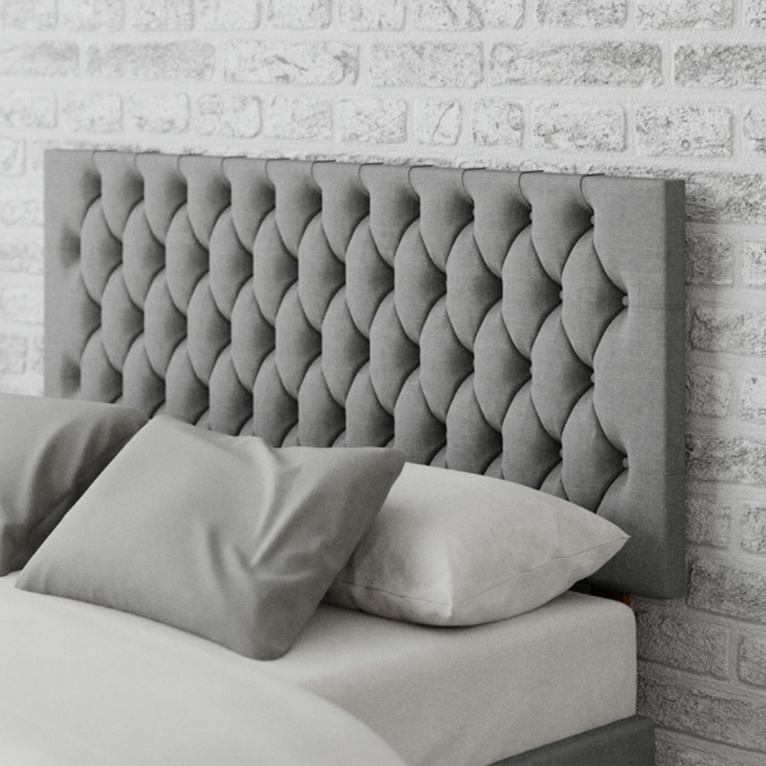 Aspire Monroe Linen Double Headboard - Grey Aspire Monroe Linen Double Headboard - Grey