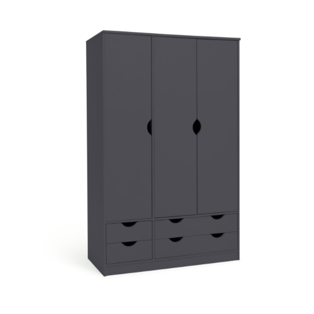 Pagnell 3 Door 4 Drawer Wardrobe - Grey Pagnell 3 Door 4 Drawer Wardrobe - Grey