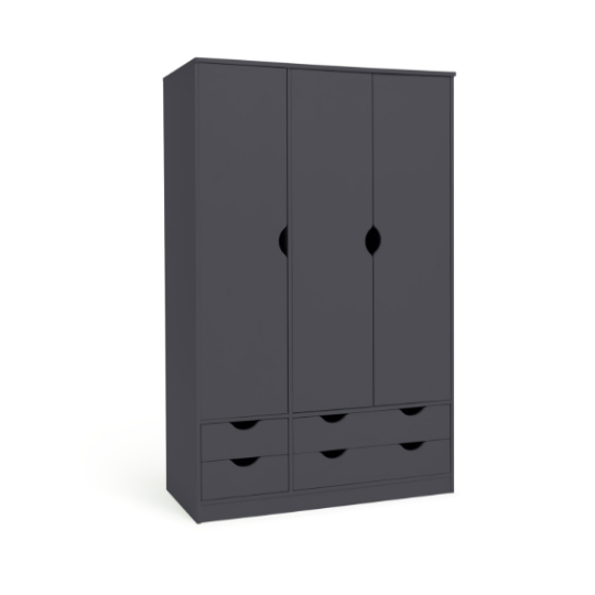 Pagnell 3 Door 4 Drawer Wardrobe - Grey