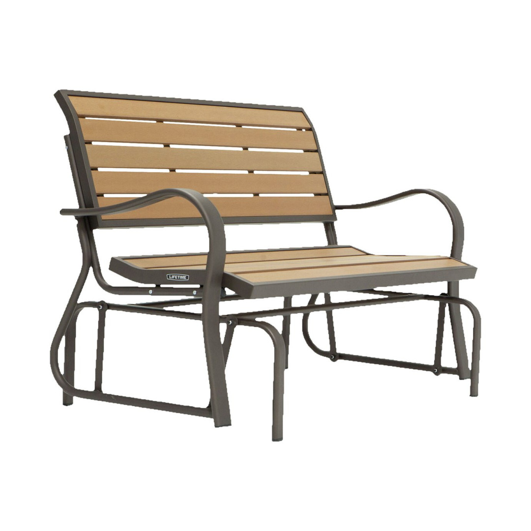 Lifetime Glider 2 Seater Metal Garden Bench - Walnut Lifetime Glider 2 Seater Metal Garden Bench - Walnut