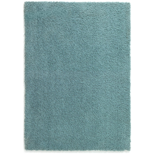 Recycled Cosy Plain Shaggy Rug - 80x150cm - Blue | Soft Eco Carpet Mat