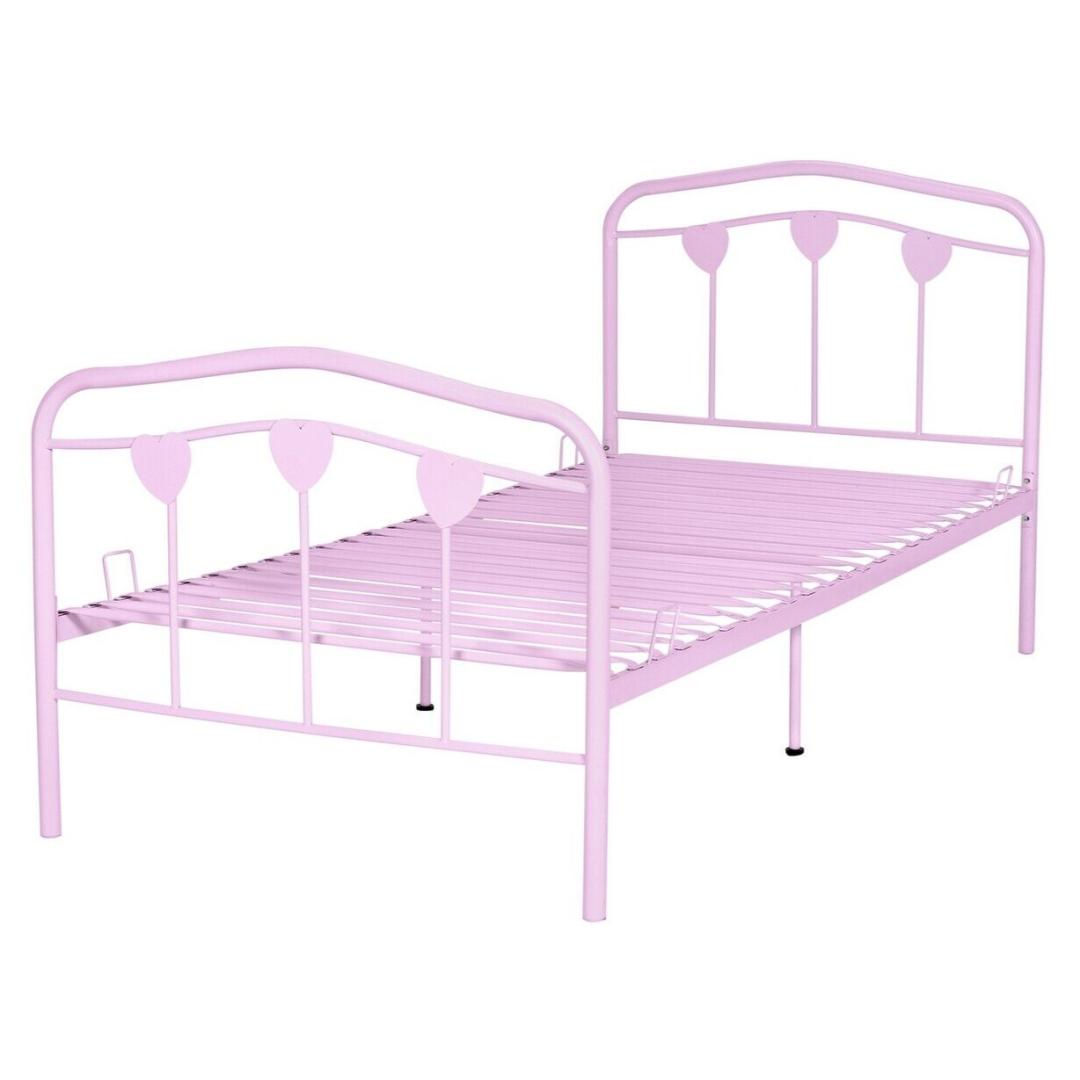 Home Hearts Single Metal Bed Frame - Pink | Pink Kids Bed Frame Metal Girls Home Hearts Single Metal Bed Frame - Pink | Pink Kids Bed Frame Metal Girls