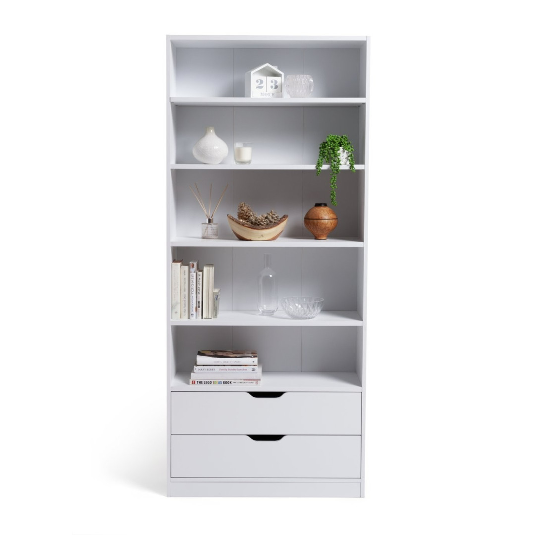Compton 2 Drawer Bookcase - White | Space Saving Display Solution Compton 2 Drawer Bookcase - White | Space Saving Display Solution