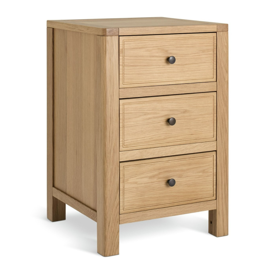 Finchley 3 Drawer Bedside Table - Oak | Practical Nighstand Finchley 3 Drawer Bedside Table - Oak | Practical Nighstand