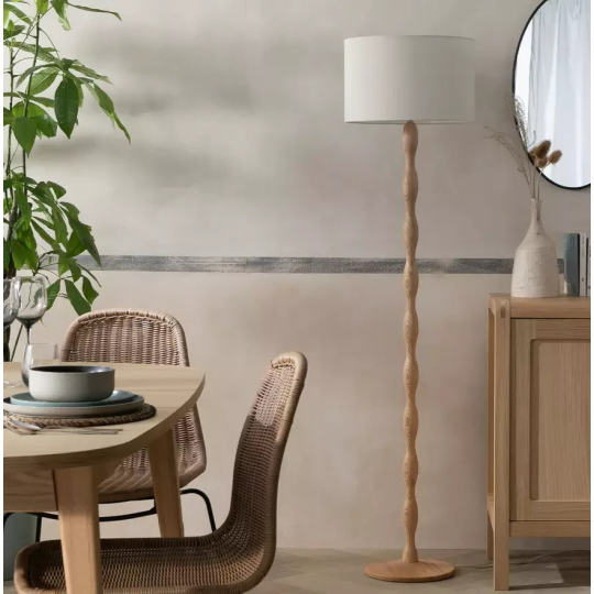 Bobbin Ash Wood Stick Floor Lamp - Natural