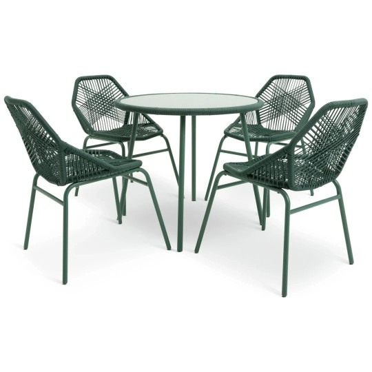 Hector 4 Seater Rattan Effect Patio Set - Green | Backyard Entertaining Setup