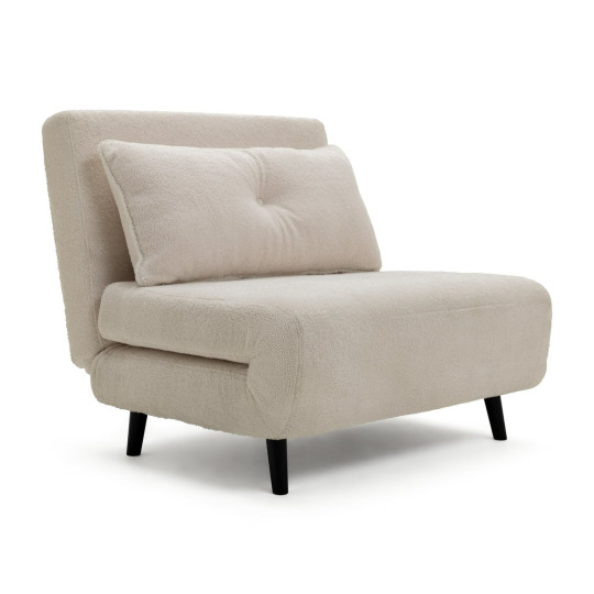 Roma Single boucle Chairbed - Cream | Small Sofa Bed Guest Chair