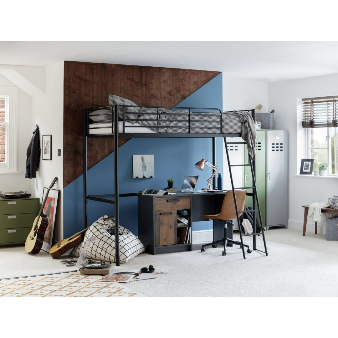 Home Riley High Sleeper Metal Bed Frame - Black Home Riley High Sleeper Metal Bed Frame - Black