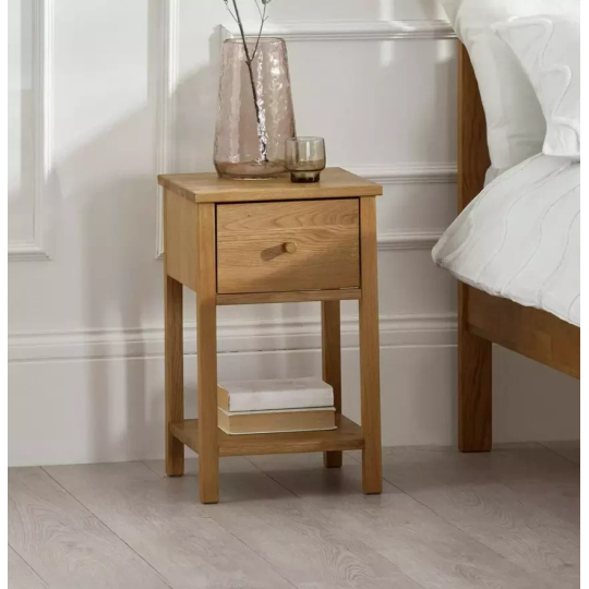 Julian Bowen Coxmoor 1 Drawer Bedside Table Oak | Bedroom Storage Nightstand