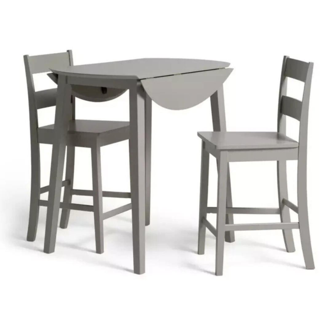 Chicago Extending Bar Table & 2 Stools - Grey | Modern Kitchen Dining Furniture Chicago Extending Bar Table & 2 Stools - Grey | Modern Kitchen Dining Furniture