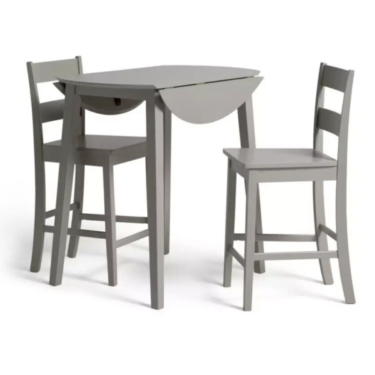Chicago Extending Bar Table & 2 Stools - Grey | Modern Kitchen Dining Furniture
