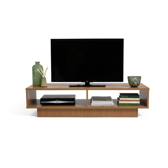 Cubes TV Unit Oak Effect | Compact TV Stand Open Shelves Media Storage