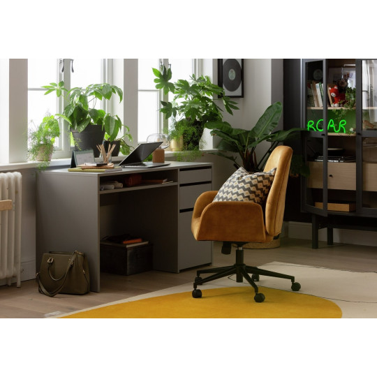 Home Pepper 2 Drawer Pedestal Office Desk - Grey | Modern Computer Workstation