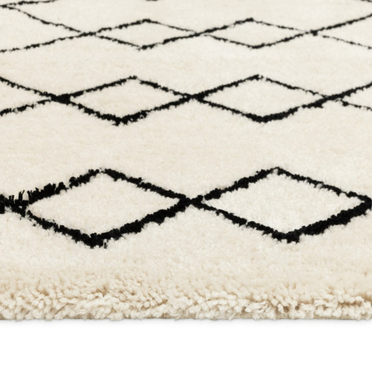 Diamond Tufted Cream & Black Shaggy Rug - 230x160cm