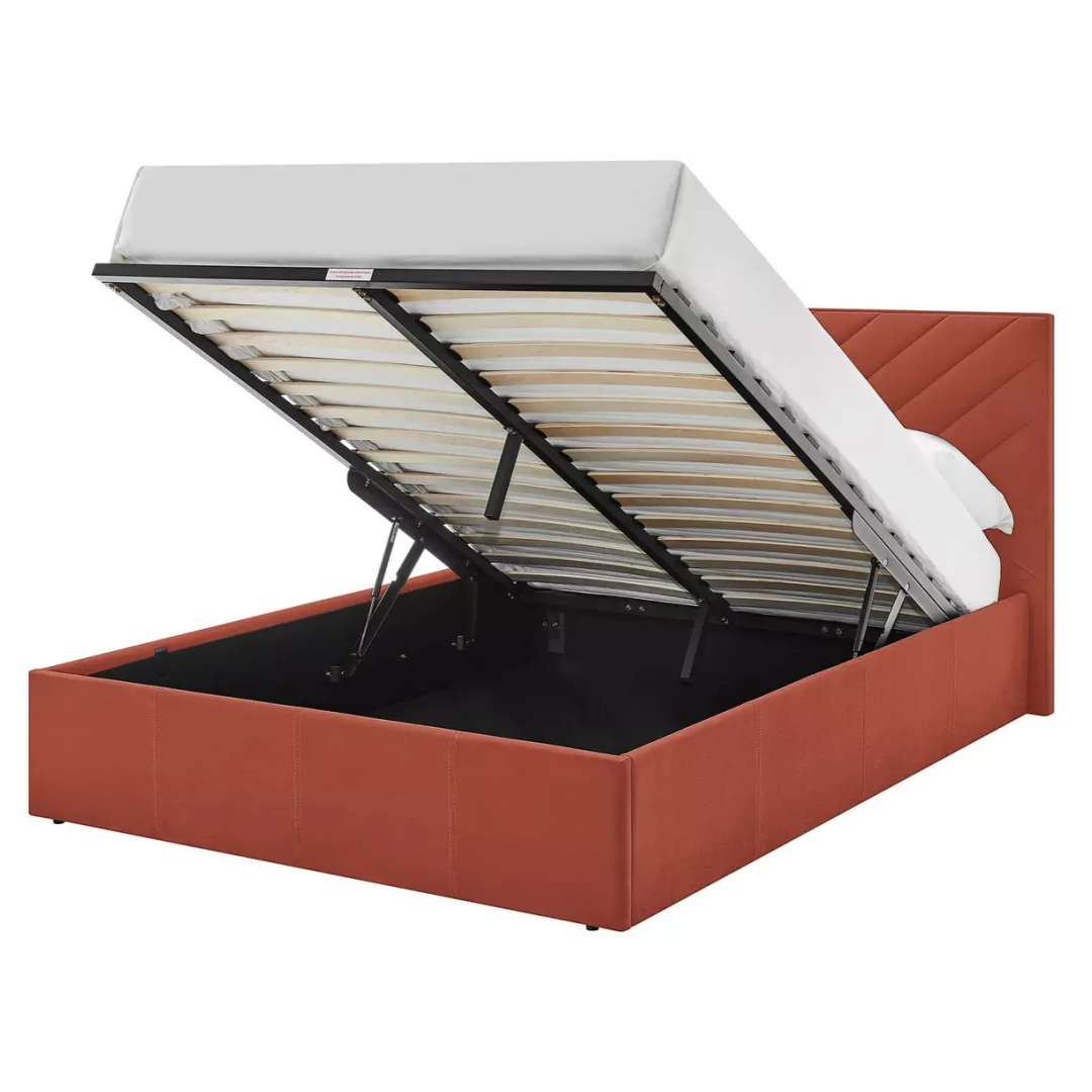 Home Luca Double End Lift Ottoman Bed - Orange | Storage Bed Frame Bedroom Home Luca Double End Lift Ottoman Bed - Orange | Storage Bed Frame Bedroom