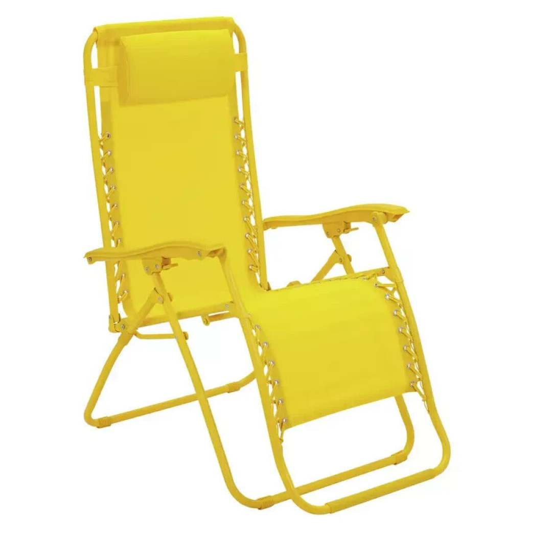 Folding Metal Zero Gravity Sun Lounger - Yellow Folding Metal Zero Gravity Sun Lounger - Yellow