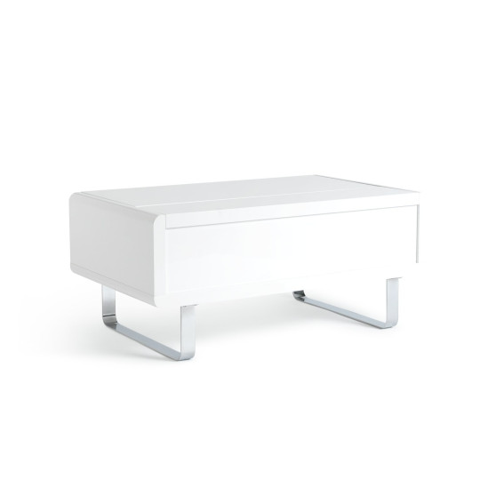 Home Sleigh Gloss Gas Lift Coffee Table - White | Practical Lift Mechanism