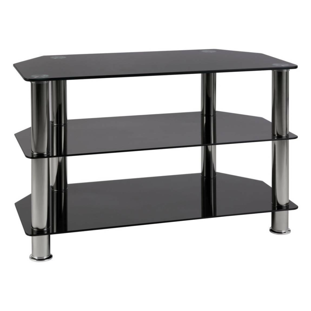Matrix Glass Corner TV Unit - Black & Chrome | Living Room Storage Stand for TV Matrix Glass Corner TV Unit - Black & Chrome | Living Room Storage Stand for TV