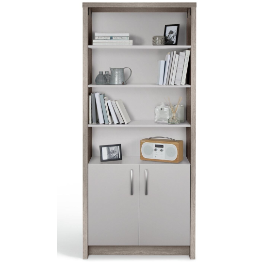 Venice 3 Shelf Display Cabinet - Grey | Modern Door Storage Cupboad