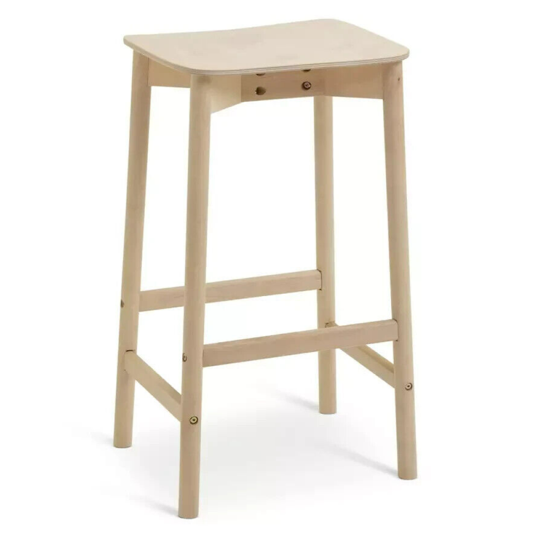Nina Solid Birch Bar Stool - Natural | Modern Kitchen Breakfast Chair Nina Solid Birch Bar Stool - Natural | Modern Kitchen Breakfast Chair