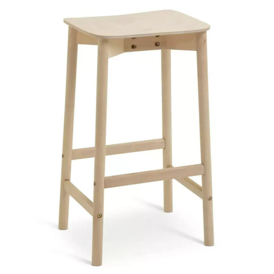 Nina Solid Birch Bar Stool - Natural | Modern Kitchen Breakfast Chair