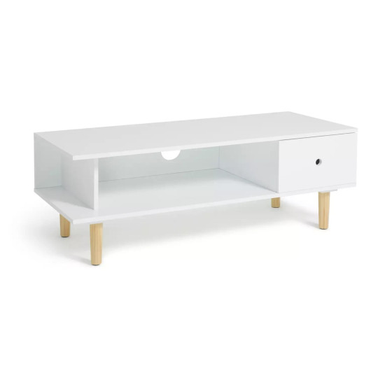 Cato 1 Drawer TV Unit - White | Modern TV Stand Cabinet