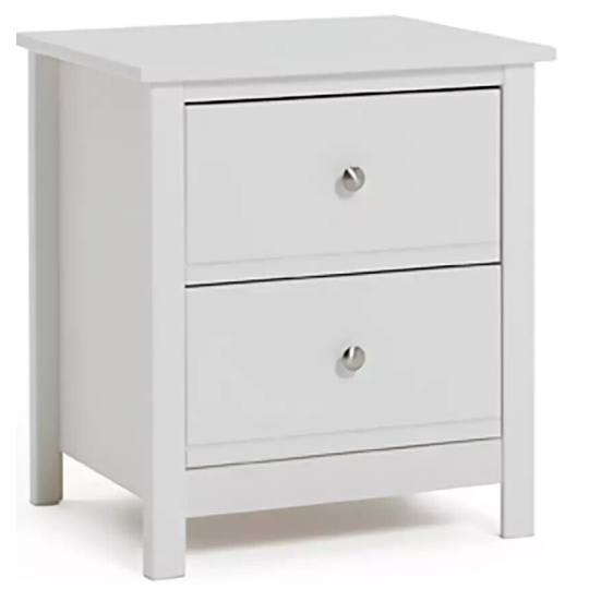 Brooklyn 2 Drawer Bedside Table - White | Modern Nightstand Bedroom Unit