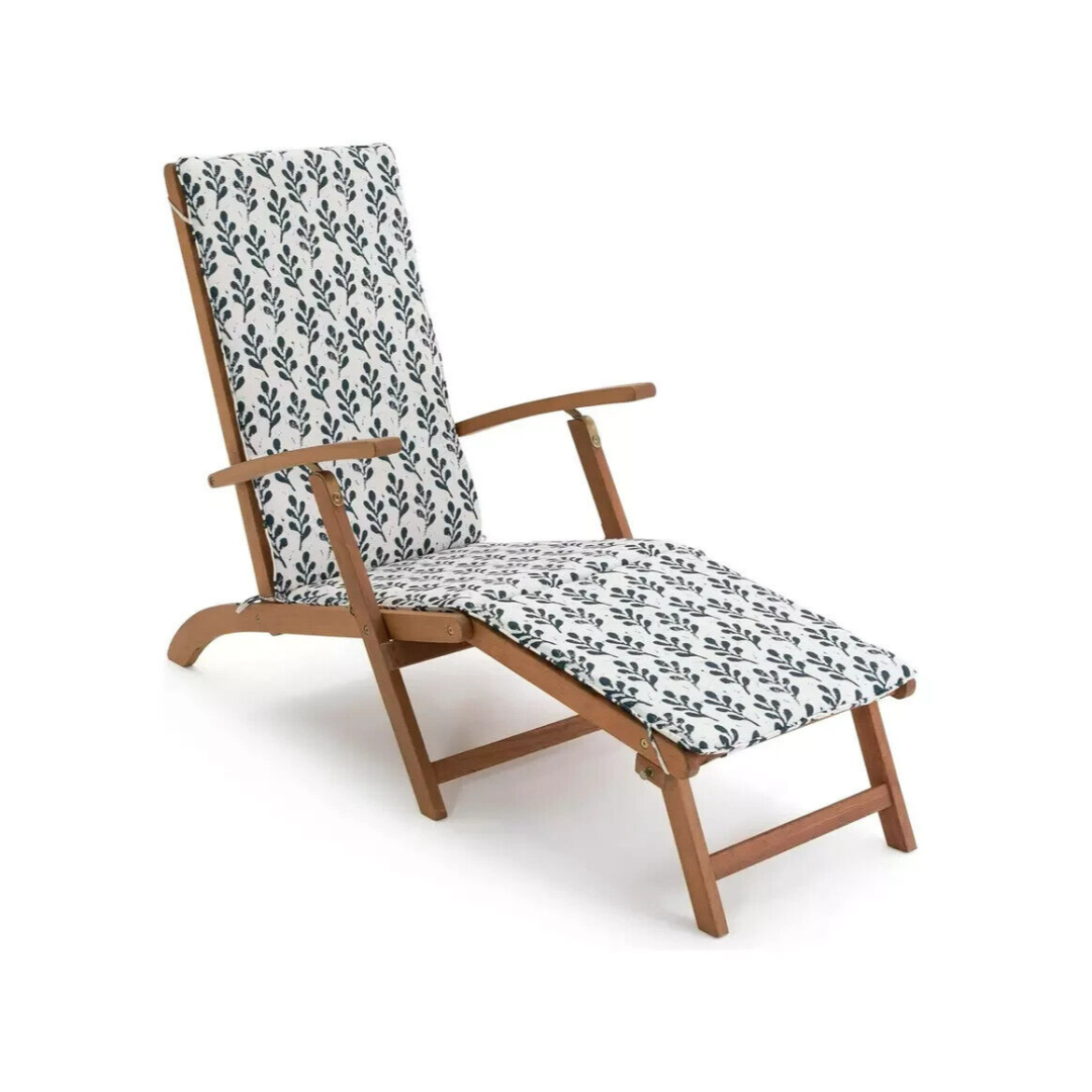 Folding Wooden Sun Lounger - Blue and White Folding Wooden Sun Lounger - Blue and White