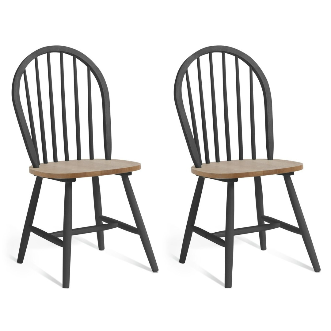Burford Pair of Solid Wood Dining Chairs - Dark Grey | Kitchen Dining Burford Pair of Solid Wood Dining Chairs - Dark Grey | Kitchen Dining