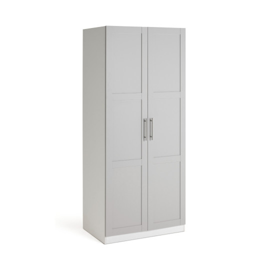 Munich Panelled 2 Door Wardrobe - Grey | Modern Bedroom Storage Cabinet