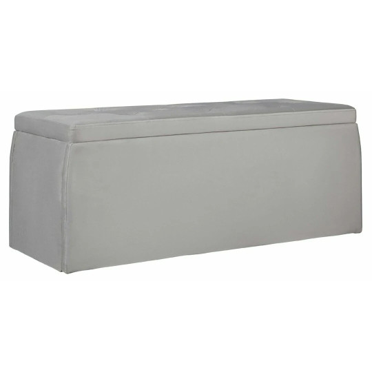 Harrogate Velvet Ottoman - Grey | Grey Velvet Ottoman Storage Bench Seat