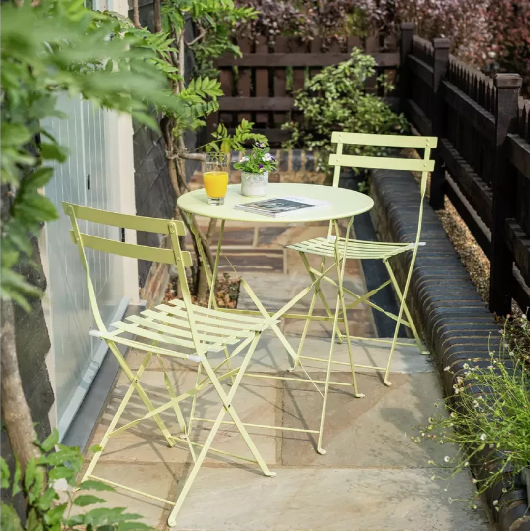 Eve 2 Seater Folding Metal Garden Bistro Set Yellow | Outdoor Patio Set Eve 2 Seater Folding Metal Garden Bistro Set Yellow | Outdoor Patio Set
