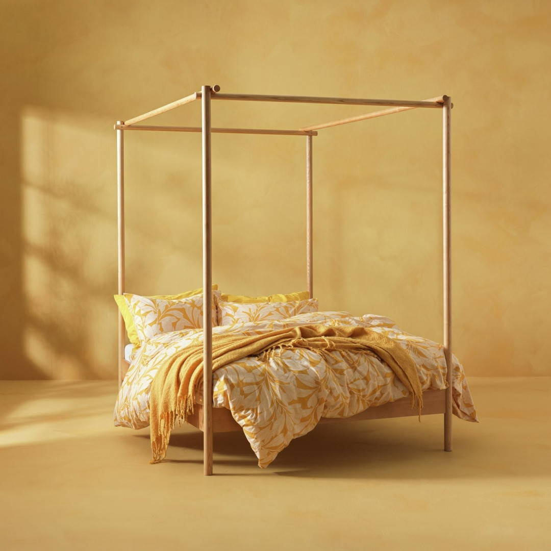 Akari 4 Poster Kingsize Wooden Bed Frame - Natural | King size poster bed Akari 4 Poster Kingsize Wooden Bed Frame - Natural | King size poster bed