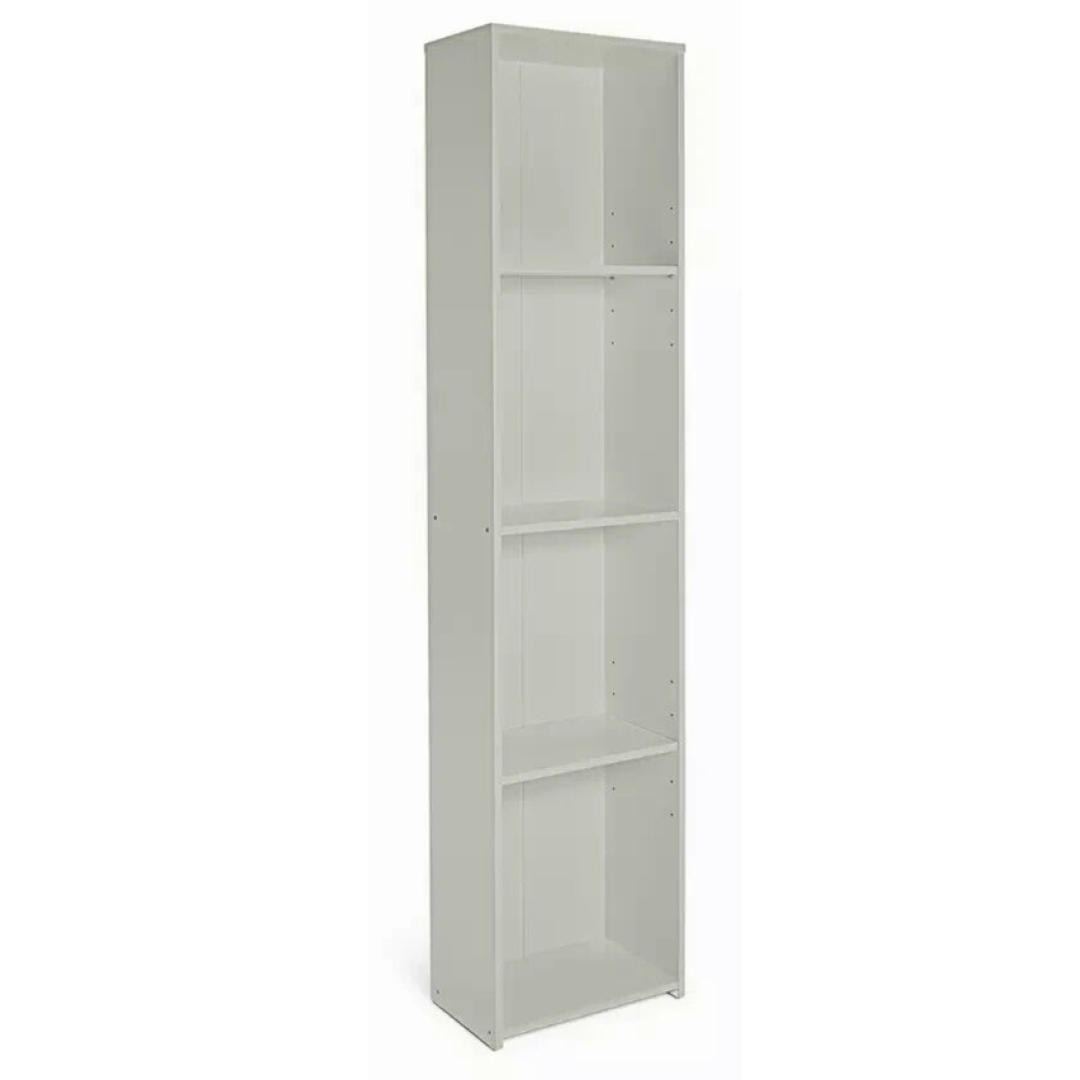 Malibu Narrow Wood Effect Bookcase - Grey | Slim Storage Shelving Unit Malibu Narrow Wood Effect Bookcase - Grey | Slim Storage Shelving Unit