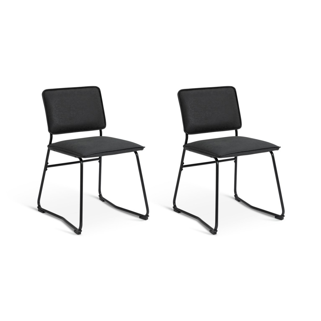 Loft Living Pair of Faux Leather Dining Chairs - Black | Modern Kitchen Loft Living Pair of Faux Leather Dining Chairs - Black | Modern Kitchen
