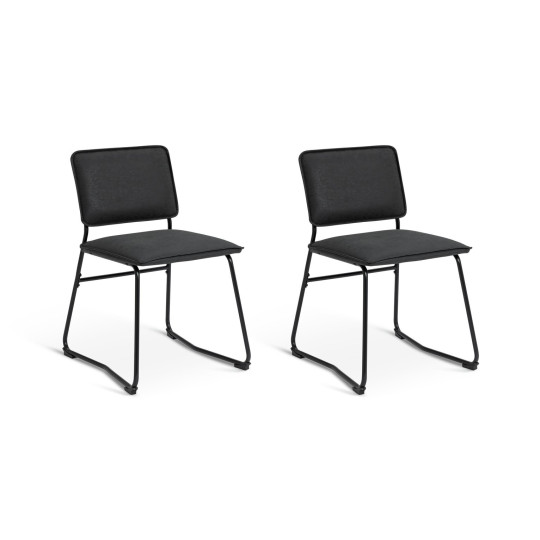 Loft Living Pair of Faux Leather Dining Chairs - Black | Modern Kitchen