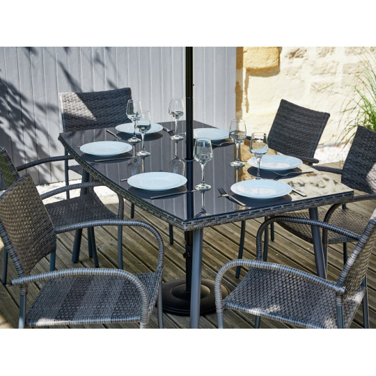 Cusco Black 6 Seat Rattan Table 6mm ( Only table )